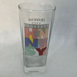 Hennessy V.S.O.P Glass 12 Oz 5 1/2 In Tall 2 1/2 In Square Top Pink Blue Green